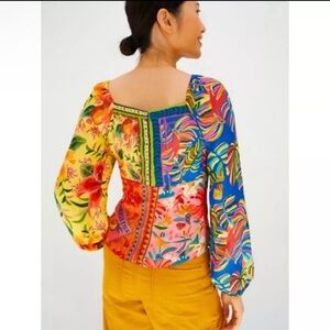 Anthropologie X Farm Rio Printed Puff-Sleeved Blouse